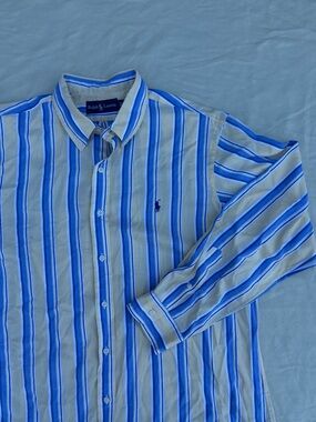 Ralph Lauren Men’s Blue & White Striped Button-Down Shirt